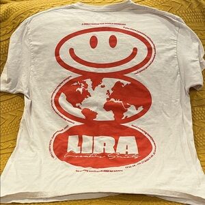 Lira White Tee with Blue Graphic